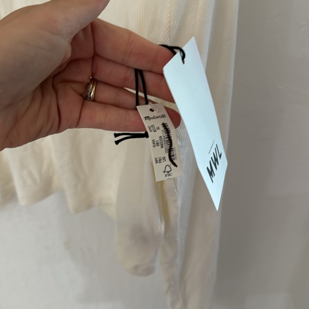 Madewell MWL Lighthouse Cream Off White Super Crop Ribbed Raglan Top XL - Picture 9 of 11